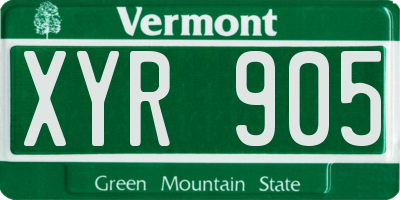 VT license plate XYR905