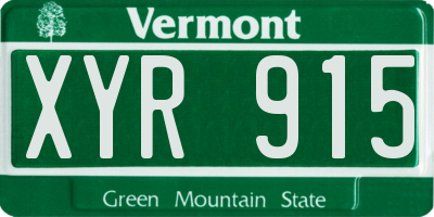 VT license plate XYR915