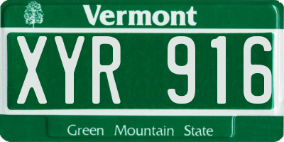VT license plate XYR916