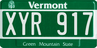 VT license plate XYR917