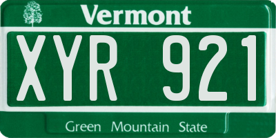 VT license plate XYR921