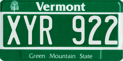 VT license plate XYR922