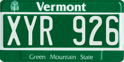 VT license plate XYR926