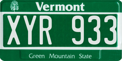 VT license plate XYR933