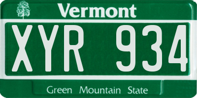 VT license plate XYR934