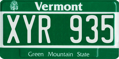 VT license plate XYR935