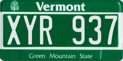 VT license plate XYR937