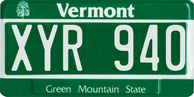 VT license plate XYR940