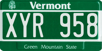 VT license plate XYR958