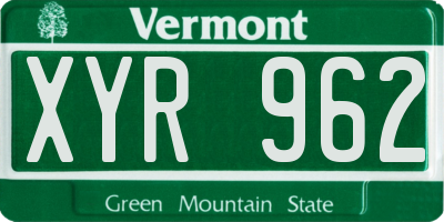 VT license plate XYR962