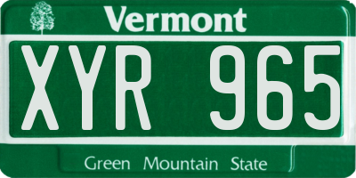 VT license plate XYR965