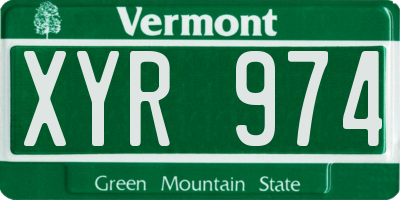 VT license plate XYR974