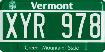 VT license plate XYR978