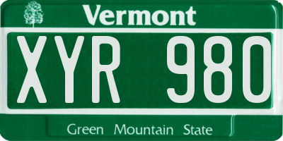 VT license plate XYR980