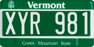 VT license plate XYR981