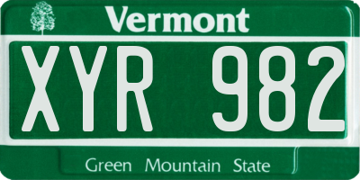 VT license plate XYR982
