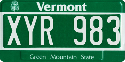 VT license plate XYR983