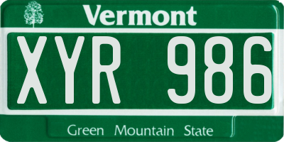 VT license plate XYR986