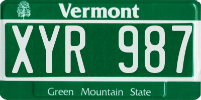 VT license plate XYR987