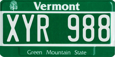 VT license plate XYR988