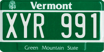 VT license plate XYR991