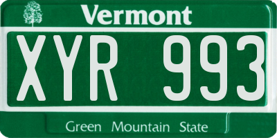 VT license plate XYR993