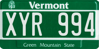 VT license plate XYR994