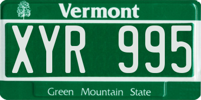 VT license plate XYR995
