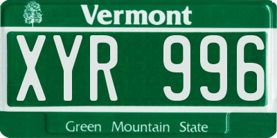 VT license plate XYR996