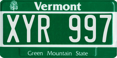 VT license plate XYR997
