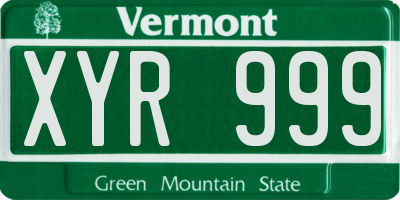 VT license plate XYR999