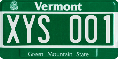 VT license plate XYS001