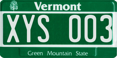 VT license plate XYS003