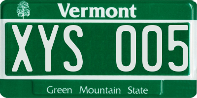 VT license plate XYS005