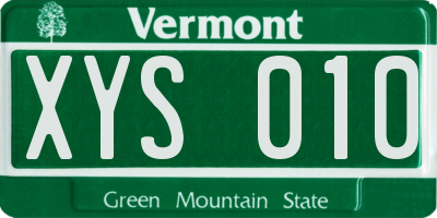 VT license plate XYS010