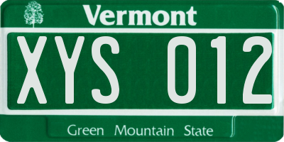 VT license plate XYS012