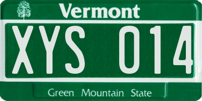 VT license plate XYS014