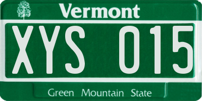 VT license plate XYS015