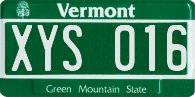 VT license plate XYS016