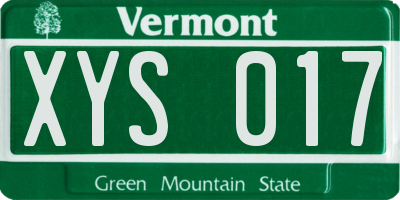 VT license plate XYS017