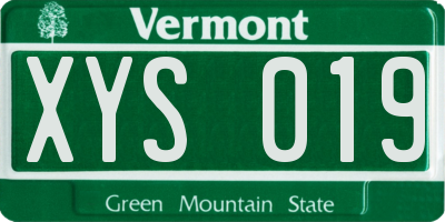 VT license plate XYS019