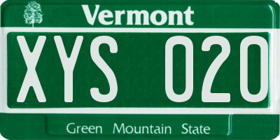 VT license plate XYS020