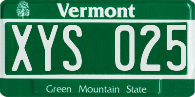 VT license plate XYS025