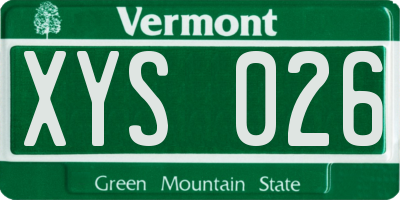 VT license plate XYS026