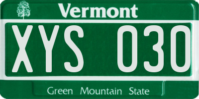 VT license plate XYS030