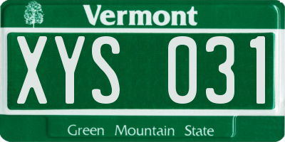 VT license plate XYS031