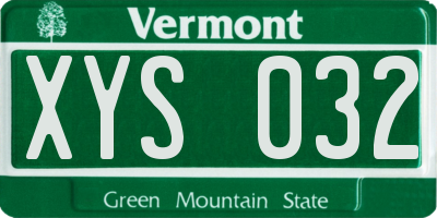 VT license plate XYS032