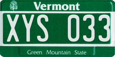 VT license plate XYS033