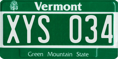 VT license plate XYS034