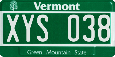 VT license plate XYS038